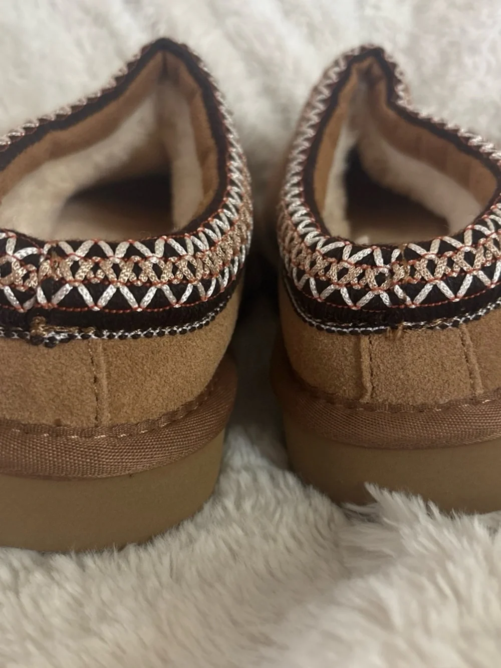 UGG Chestnut and Cream Shearling-Lined Slip-On